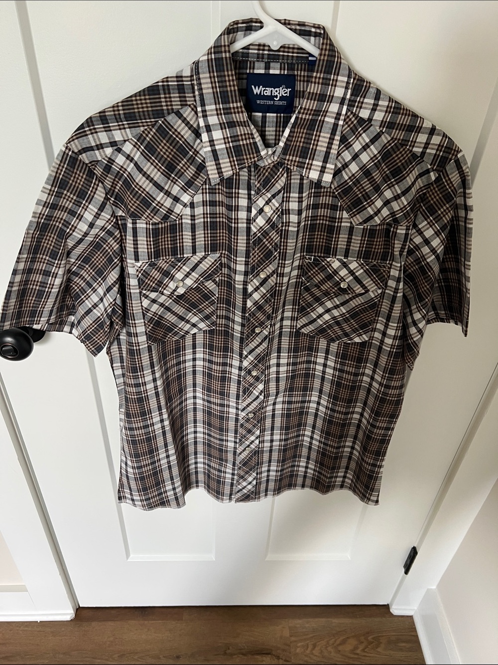 Wrangler Western Plaid Pearl Snap Short Sleeve Shirt - Men's Medium